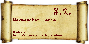 Wermescher Kende névjegykártya
